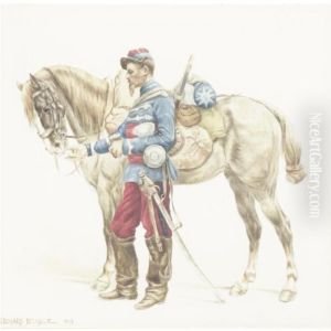 Officer And His Horse by Jean Baptiste Edouard Detaille