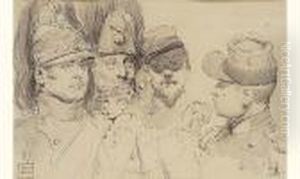 Edouard. . " Etude De Coiffes Et Tete D'expression " by Jean Baptiste Edouard Detaille