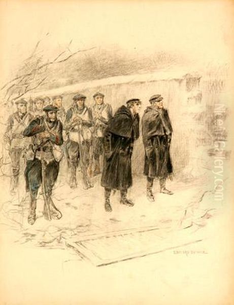 Soldiers Gathered In A Winter Landscape - view 1