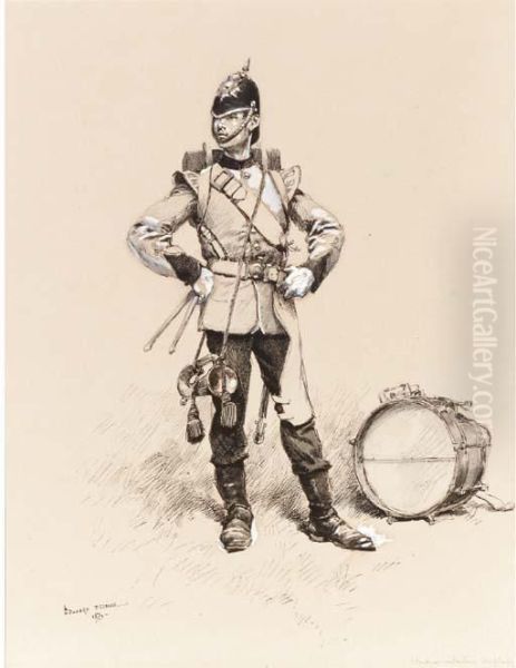 Tambour, Infanterie Anglaise; An
Infantry Soldier With Wide-topped Shako And Fixed Bayonet; And
Mousquetaire - view 1