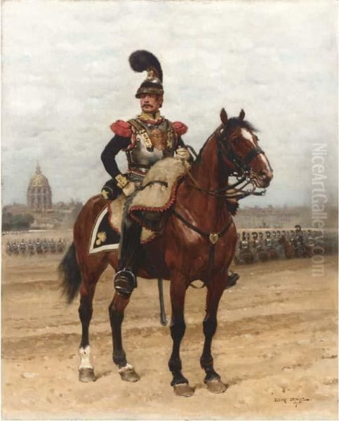 A Trooper Of The Cuirassiers With Les Invalides Beyond - view 1