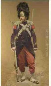 Superbe Aquarelle Representant 
Un Sergent Du 1er Regiment D'infanterie De La Garde Imperiale De La 
Periode Du Second Empire. by Jean Baptiste Edouard Detaille