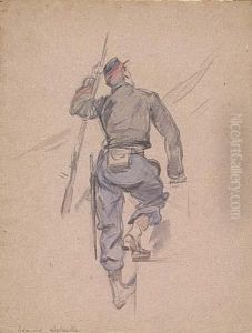 A Soldier Climbing, Seen From Behind