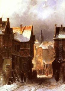 A Dutch Town in Winter by Charles Henri Leickert