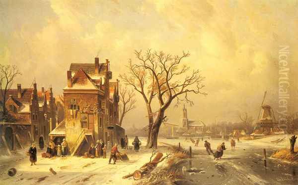 Skaters in a Frozen Winter Landscape - view 1