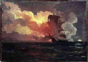 A Naval Engagement by Philip Jacques de Loutherbourg