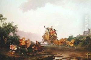 Revellers on a Coach 1785-90 by Philip Jacques de Loutherbourg
