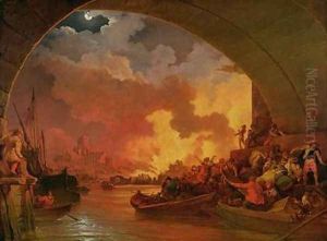 The Great Fire of London 1797 by Philip Jacques de Loutherbourg