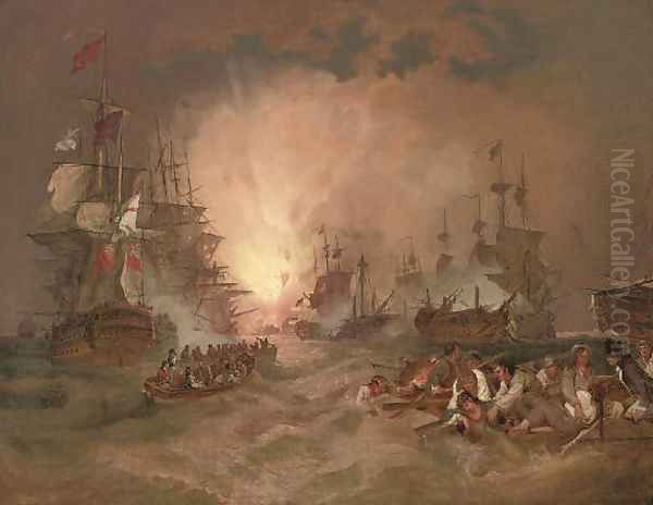 The battle of the Nile, 1st August 1798 The destruction of the French flagship L'Orient - view 1
