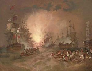 The battle of the Nile, 1st August 1798 The destruction of the French flagship L'Orient by Philip Jacques de Loutherbourg