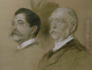 Otto von Bismarck and his Son Herbert State Secretary of the Foreign Office by Lenbach Franz Von