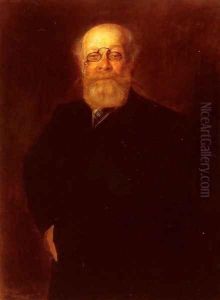 Portrait Of A Bearded Gentleman Wearing A Pince-Nez by Lenbach Franz Von
