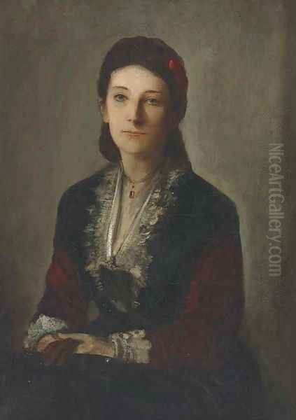 Portrait of Gertrud Grafin V. Werthern Nee Von Butlow, seated half-length, in a black dress - view 1