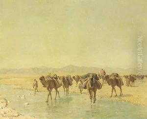 An Arab Caravan by Jean Baptiste Paul Lazerges
