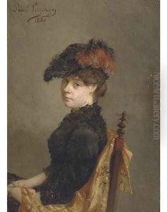Portrait of a lady, half-length, seated, in a feather hat