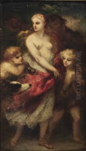 Diana With Company by Narcisse-Virgile D Az De La Pena