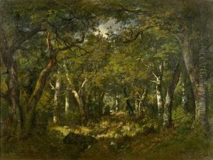 Eclaircie Dans La Foret De Fontainebleau by Narcisse-Virgile D Az De La Pena