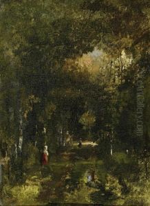 Allee Dans La Foret by Narcisse-Virgile D Az De La Pena