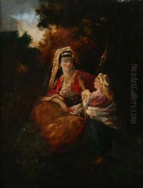 Femme Et Enfants Dans Un Parc - view 1