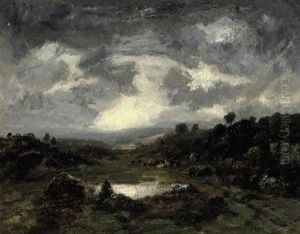 Crepescule Dans La Pleine De Barbizon by Narcisse-Virgile D Az De La Pena