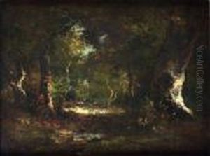 Clairiere En Foret De Fontainebleau by Narcisse-Virgile D Az De La Pena