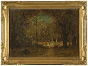 Barbizon-style Landscape by Narcisse-Virgile D Az De La Pena
