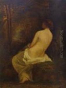 Femme De Dos Dans Un Sous Bois by Narcisse-Virgile D Az De La Pena