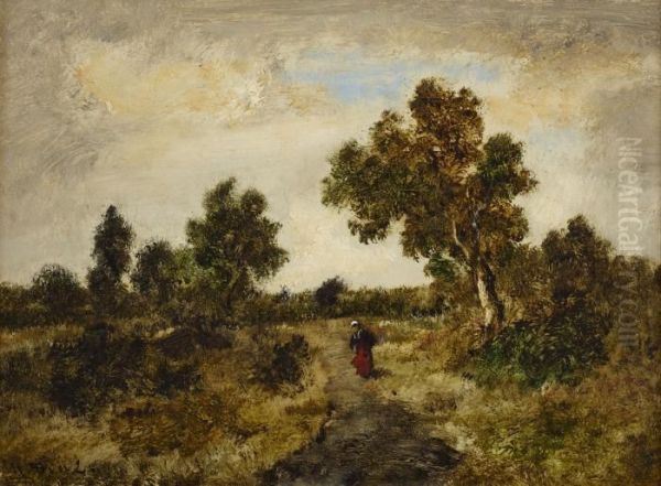 Figure On A Woodland Path - view 1