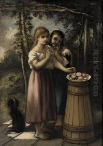 Two Girls By A Fruitbowl