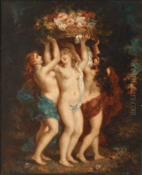 Les Trois Nymphes Au Panier Fleuri - view 1