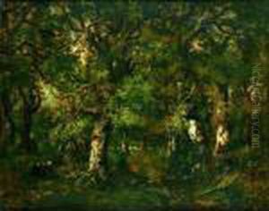 Fagoteuse Dans La Foret by Narcisse-Virgile D Az De La Pena