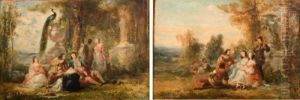 Scenes Galantes Dans Un Parc by Narcisse-Virgile D Az De La Pena