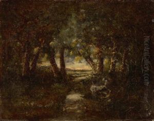 Waldlandschaft Im Abendlicht by Narcisse-Virgile D Az De La Pena