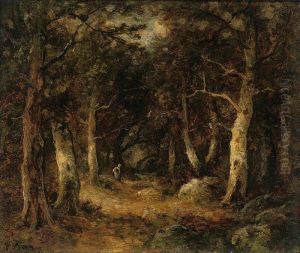A Faggot Gatherer In The Woods by Narcisse-Virgile D Az De La Pena