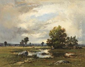 Le Pecheur Pres De La Mare Aux Viperes by Narcisse-Virgile D Az De La Pena