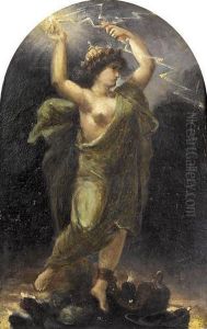 Mythologische Frauengestalt Mit Blitzen. by Narcisse-Virgile D Az De La Pena