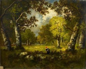 The Wood Gatherer by Narcisse-Virgile D Az De La Pena