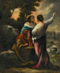 Landschaft Mit Drei Frauen by Narcisse-Virgile D Az De La Pena