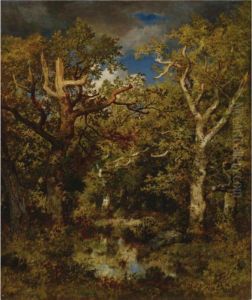 Mare En Foret, Chene Demi-mort by Narcisse-Virgile D Az De La Pena