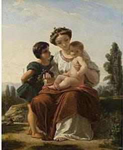 Mutter Mit Zwei Kindern by Narcisse-Virgile D Az De La Pena