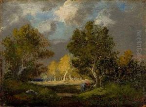 Paysanne Dans Un Paysage by Narcisse-Virgile D Az De La Pena