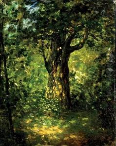 Sun Dappled Tree In A Forest Clearing by Narcisse-Virgile D Az De La Pena