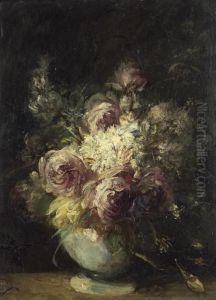 Blumenstrauss In Einer Vase. by Narcisse-Virgile D Az De La Pena