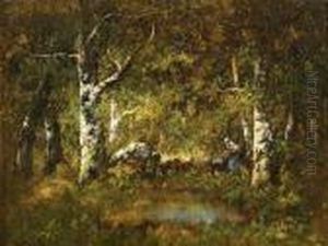Boisiere En Foret Debarbizon, Pres De La Mare by Narcisse-Virgile D Az De La Pena