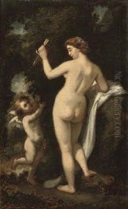 Venus And Cupid by Narcisse-Virgile D Az De La Pena