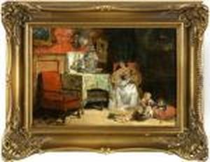 Familienidyll Mit Spielenden Kindern In Einem Schlosinterieur
