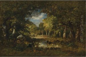 Clairiere En Sous-bois Avec Mare by Narcisse-Virgile D Az De La Pena