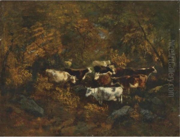 Paysage Et Vaches, Sous-bois - view 1