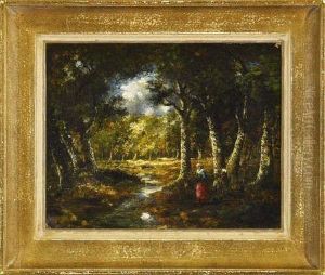 Pena "woman Gathering Wood In The Forest" by Narcisse-Virgile D Az De La Pena