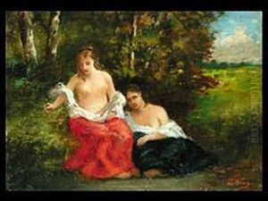 Zwei Madchen Im Wald by Narcisse-Virgile D Az De La Pena